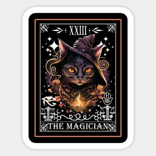 Tarot Card The Magician Mystical Black Cat Art Sticker